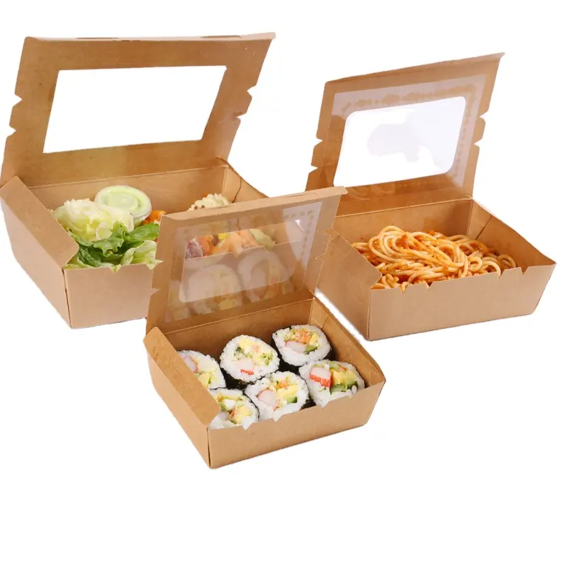Kraft Lunch Boxes With Window For Display Food Appearance